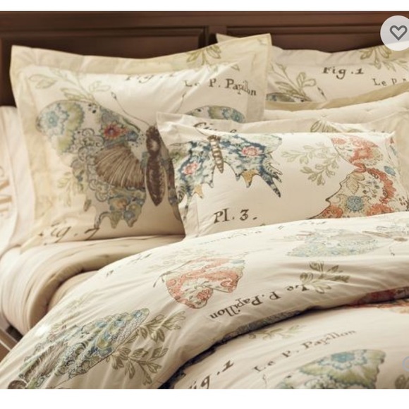 Pottery Barn Other - Vintage Pottery Barn Papillon Queen Duvet Cover and Shams